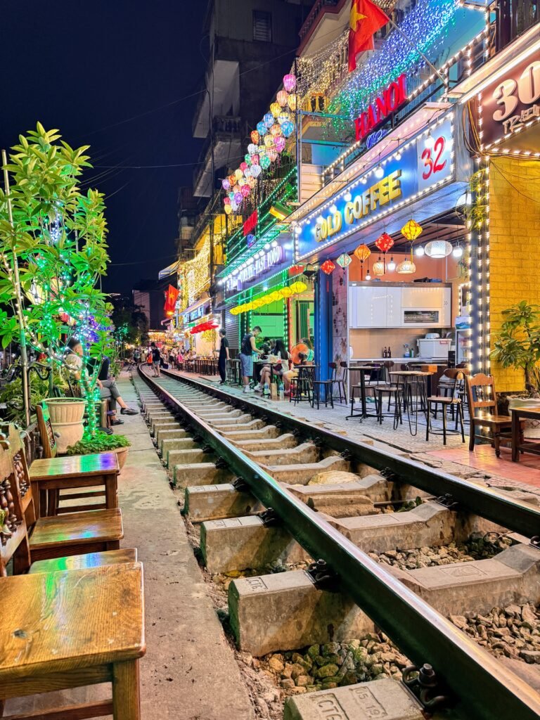 Train Street cafés in Hanoi, Vietnam