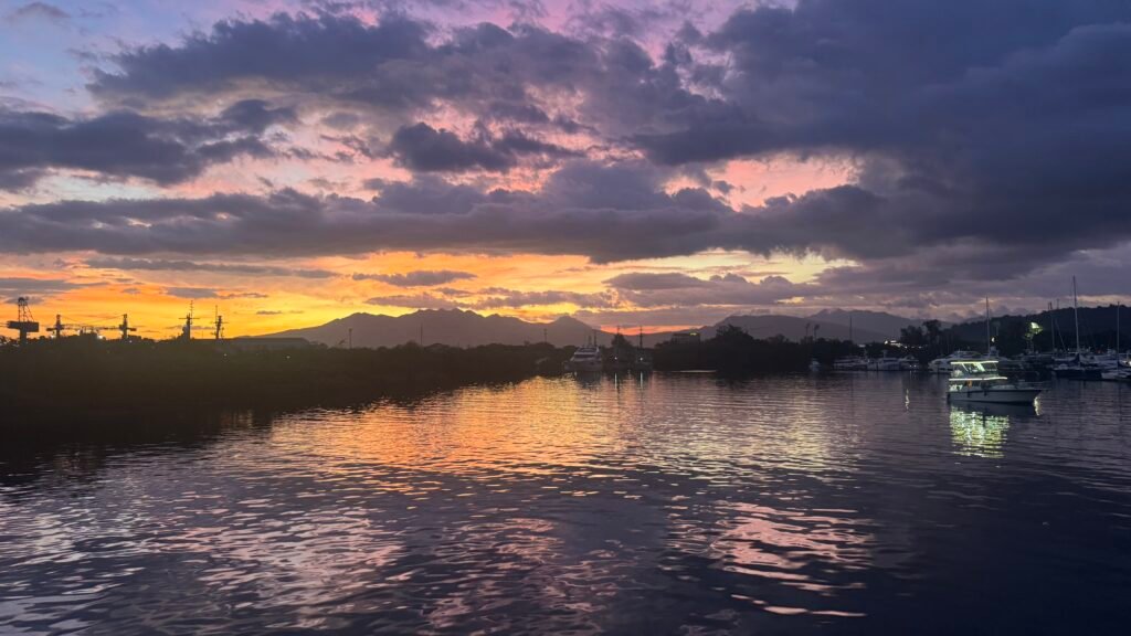 Fiery sunset reflection during the Subic Bay sunset cruise