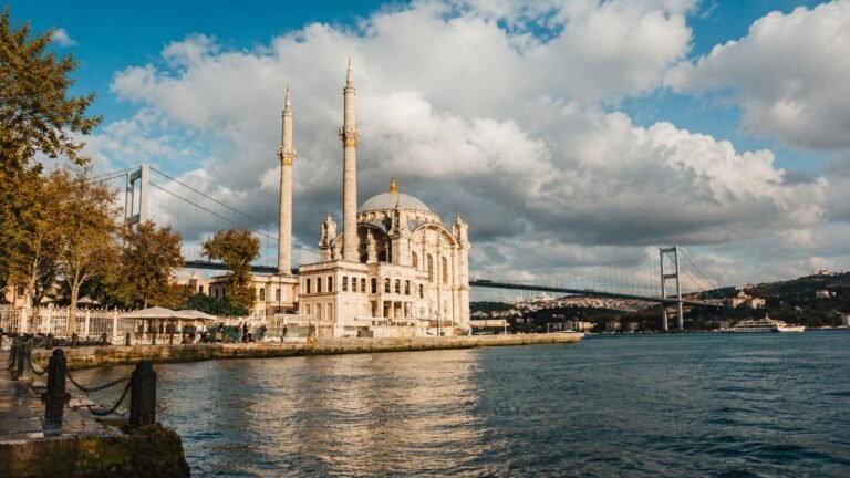 Istanbul mosque waterfront view in Turkiye