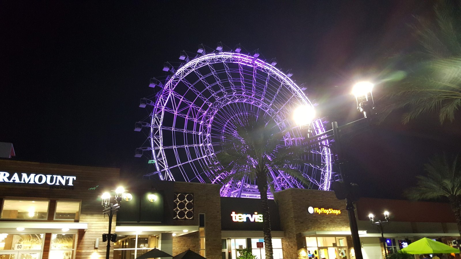The Orlando Eye observation wheel illuminated at night