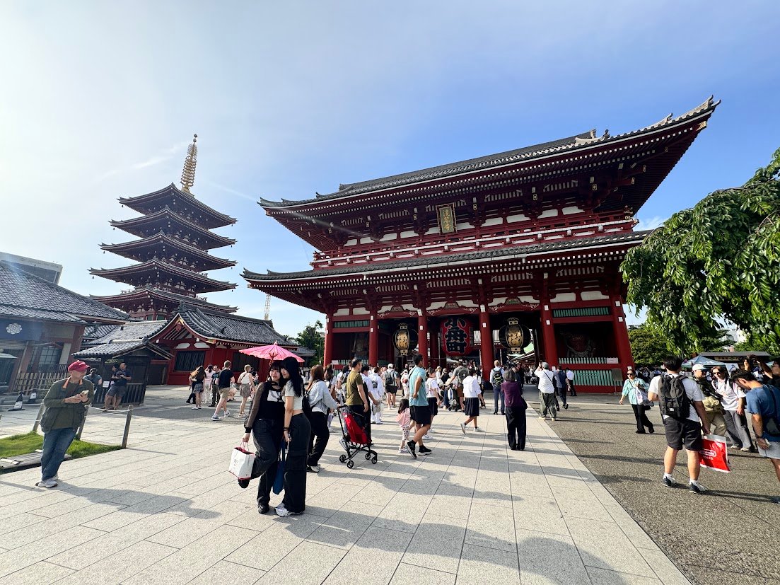 Senso-ji Temple main hall and pagoda in Asakusa, Tokyo
